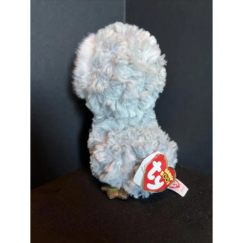 Ty Beanie Boo Boos Owlette Silver & Gold Owl 7” Sparkle Eyes Plush